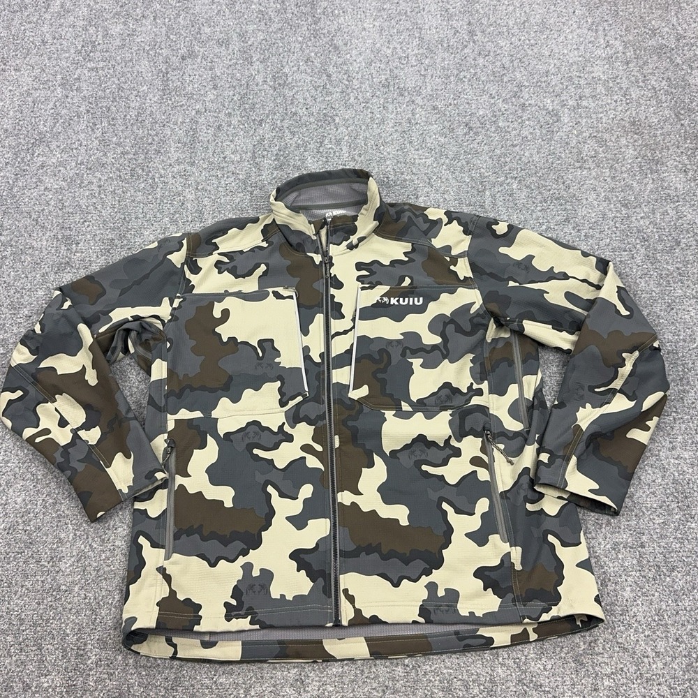 KUIU Chinook Jacket Mens 3XL Vias Camo Full Zip Hunting Windbreaker Toray